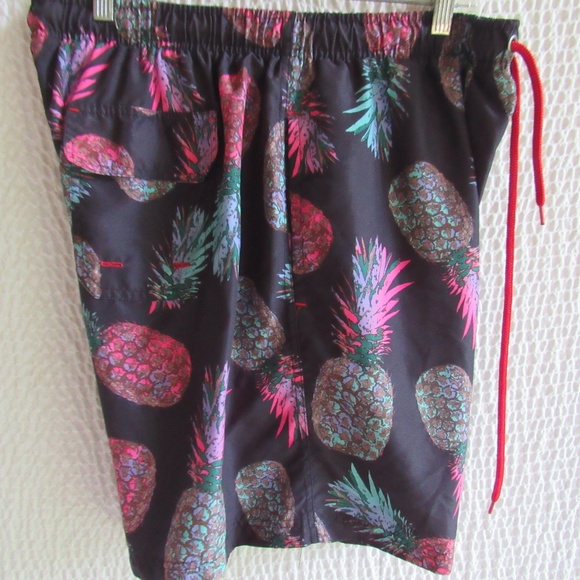 Mens Pineapple Print Swim Trunks XXL US Polo Pink Blue Green Inseam 7 Drawstring - Picture 1 of 12